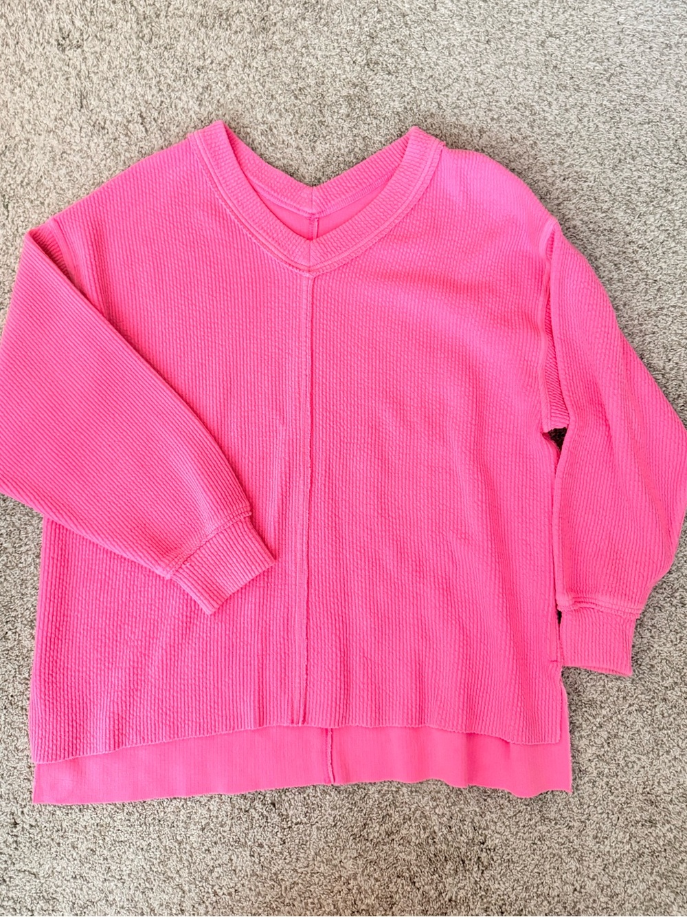 aerie V-Neck Slouchy Sweater- Hot Pink